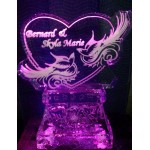 Heart with Doves Engrave Ice Sculpture or Luge