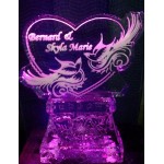 Heart with Doves Engrave Ice Sculpture or Luge