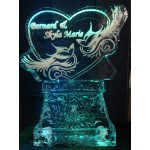 Heart with Doves Engrave Ice Sculpture or Luge